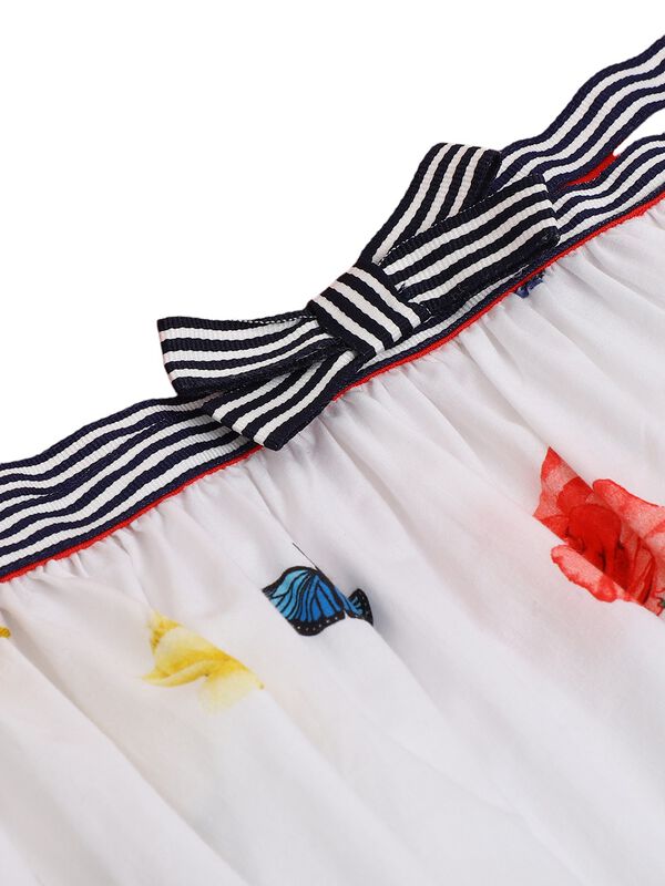 Girls White & Red Short Sleeve Printed Dress image number 3